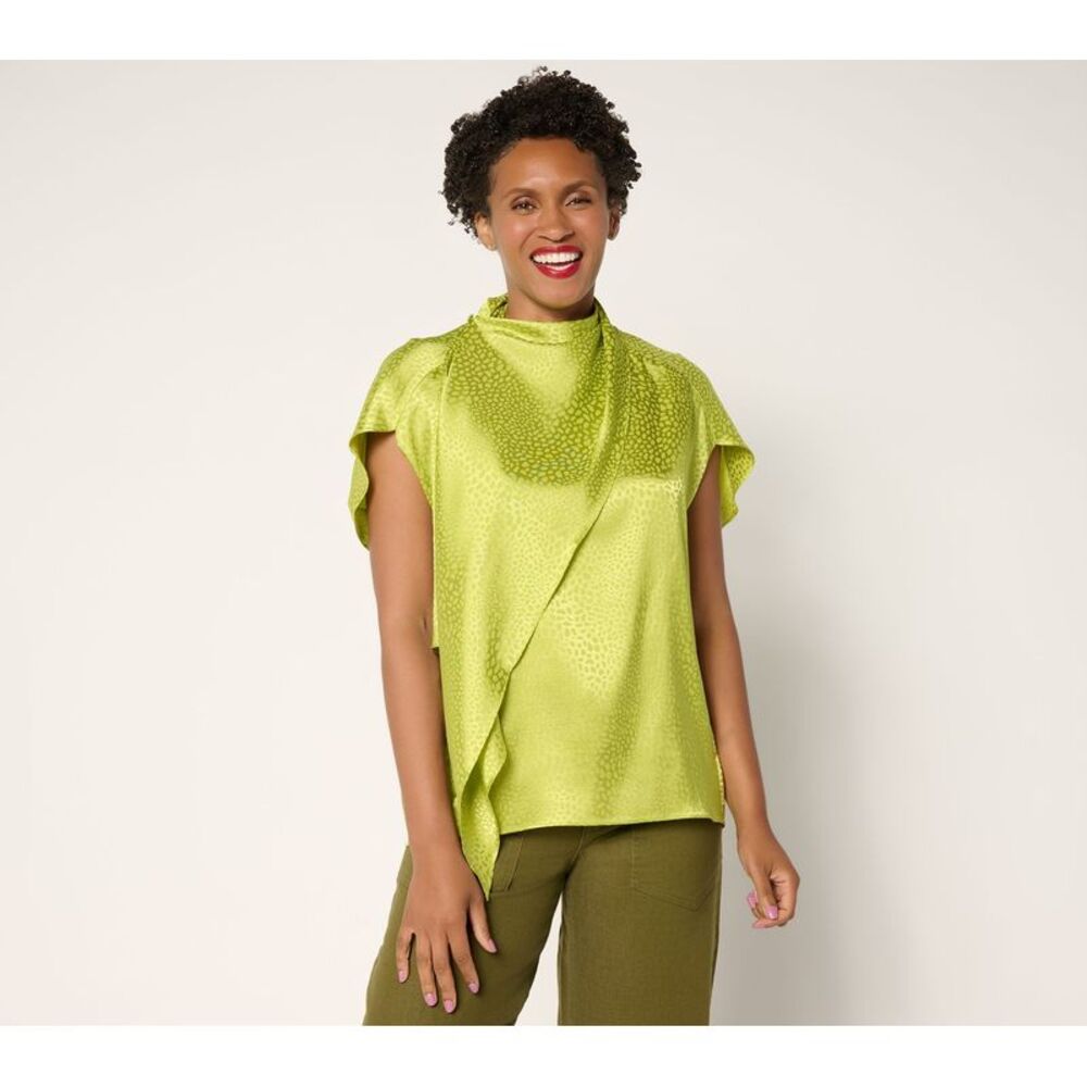 Gloria Vanderbilt Women's Top Sz M Carla Rockmore Collection Draped Green